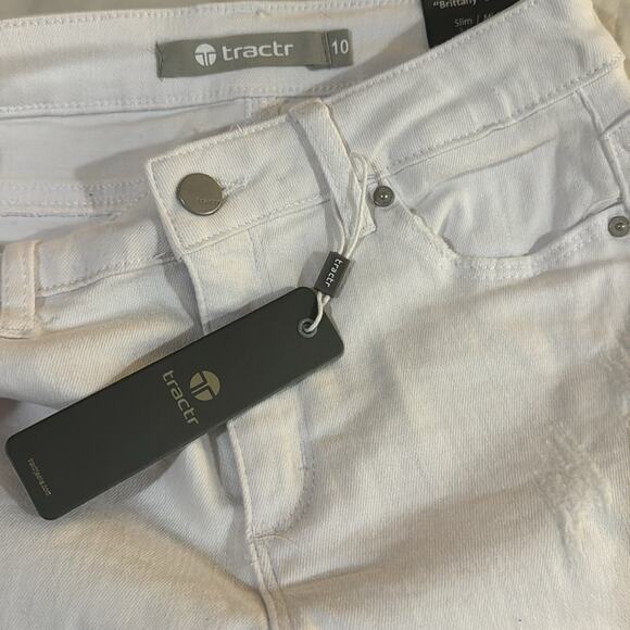 Tractr Brittany - 5 Pockets Fray Distressed Shorts - White Girls 10 - Picture 5 of 5